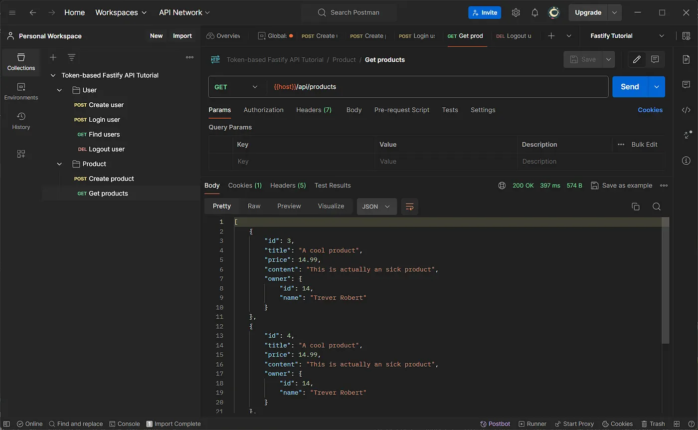 Figure 1 : Create product & Get products are working successfully